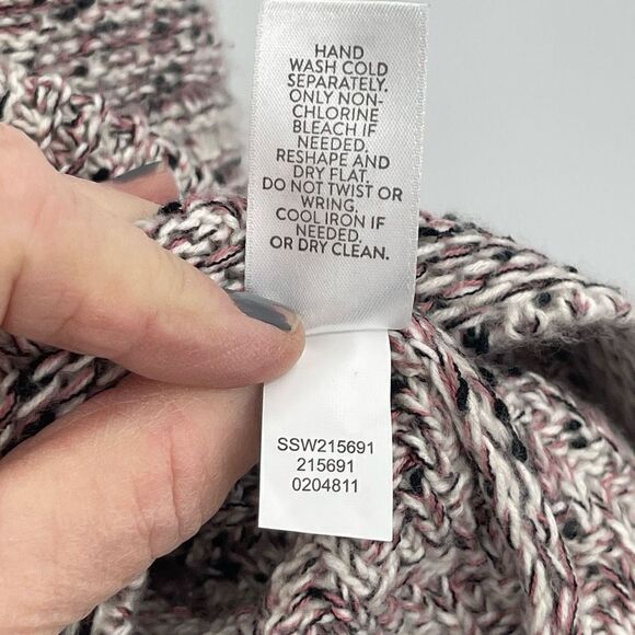 Pure Jill Red White Textured Knit Long Sleeve Crew Neck Pullover Sweater Large - Picture 5 of 6